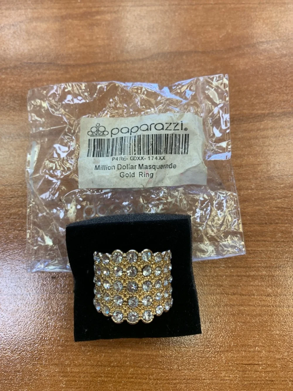 paparazzi Gold Crystal Multi-Row Wide Band Ring
